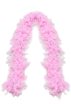 BOA PIUMA STRUZZO ROSA CON FILI ARGENTO